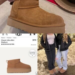 UGG Ultra Mini Platform Boots Women sz 6 or Kids sz 4 - Tan